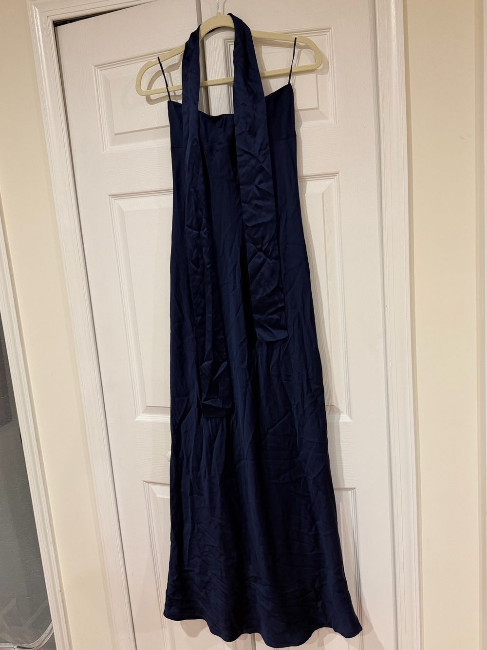 Reformation Navy Blue Strapless Satin Gown - Picture 9 of 9